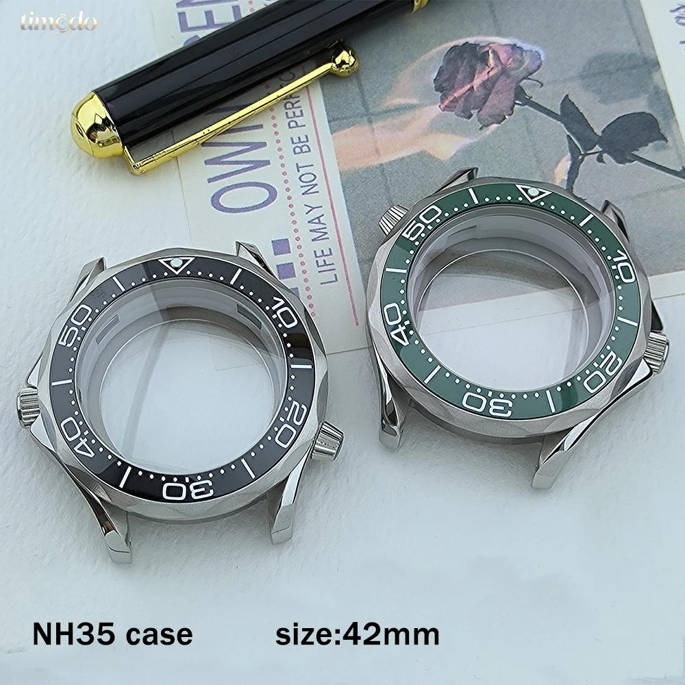 NH35 42mm Case Stainless Steel Sapphire Glass Case Men's Watch Accessories Customized LOGO Suitable for NH35 Movement Watch