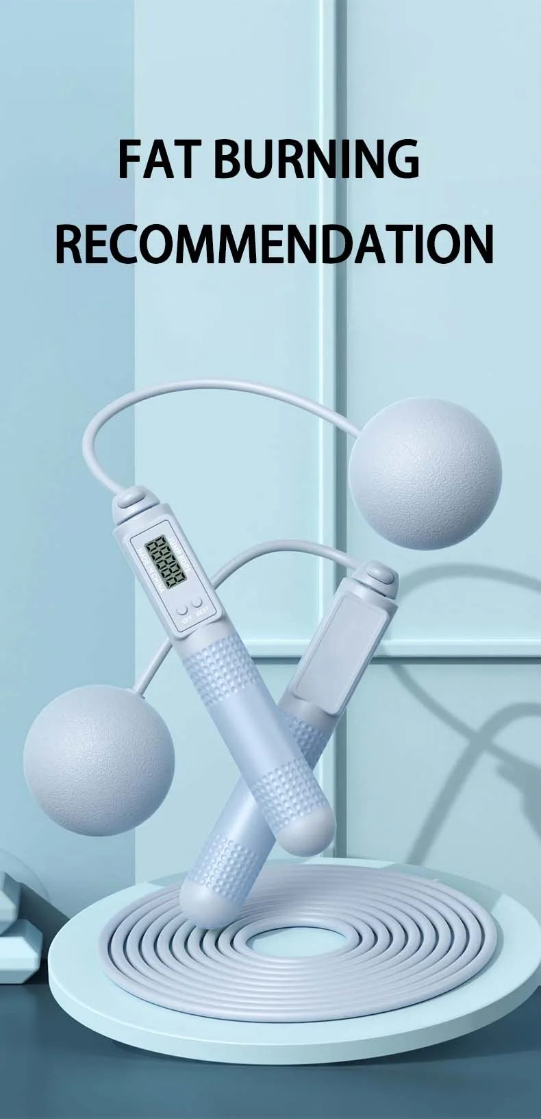 Springseil mit Zähler, verstellbares Springseil mit Kalorienzähler, intelligentes Springseil für Fitnessübungen und Gewichtsverlust – Detail 10