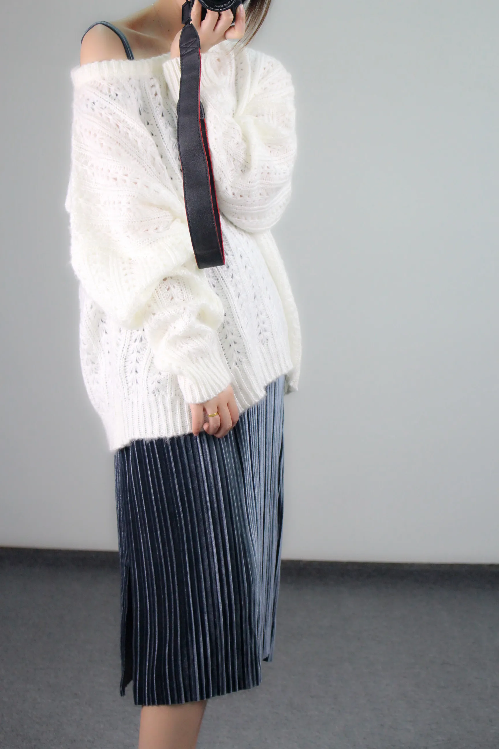 ربيع الخريف 2025 الكورية Sle المخملية ter Dr التخسيس المرأة سترة تنورة طويلة الشق ثوب منتصف طول ألف خط Dr