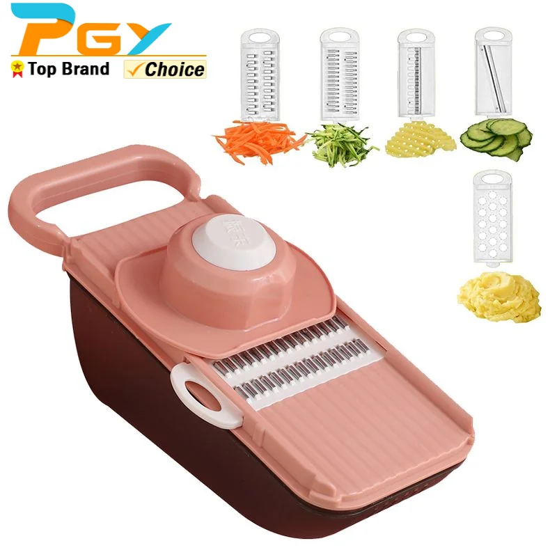 5 In 1 Vegetable Cutter Fruit Slicer Grater Shredders Drain Basket Food Chopper Cutter Dicer Slicer Tools Kitchen Accessories