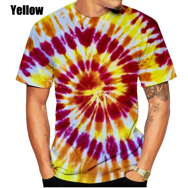 Vintage T Shirts For Men Tie Dye Pattern 3D Printed Short Sleeve Fashion Oversized T-shirt Casual Men\'s Clothing