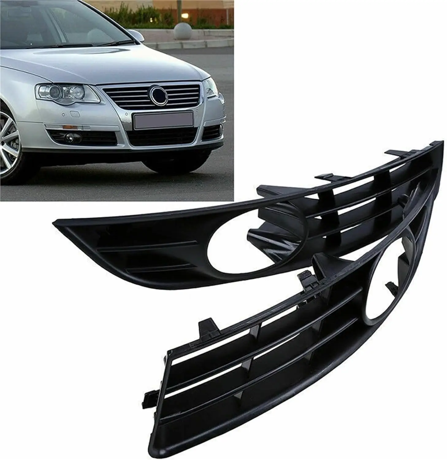 

Car 1 Pair Front Bumper Side Lower Fog Light Cover Grilles Compatible With Vw Passat B6 2006-2009 Premium Parts