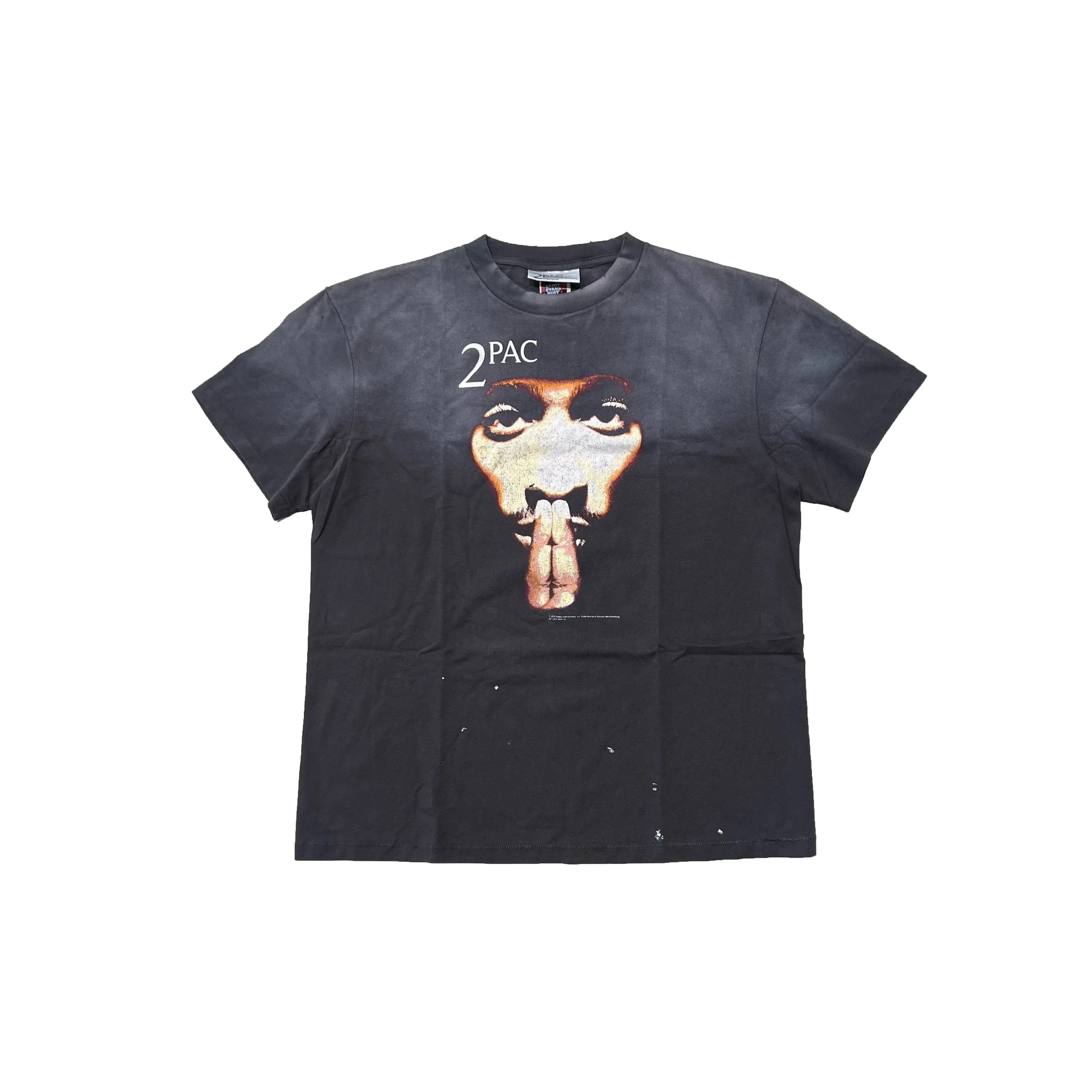 Saint Mx6 Rap 2PAC Printed Retro Washed Cylinder Short Sleeve