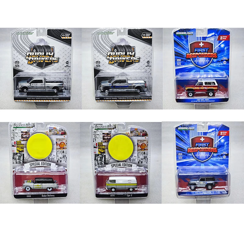 Greenlight 1:64 F-350 F-150 Ram 3500 GMC Van Wrangler Varnish Plating Series Alloy Die Casting Model Collect Ornaments