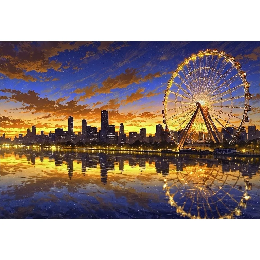 500/1000/1200/2000PCS Puzzles Reflection of Sunset City Jigsaw Leisure and Relaxation DIY Modern Home Decor Educational Gifts