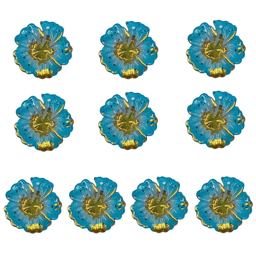 3D Shiny Colored Flowers Gold Embossed Colorful Gradient Flower Perforated Hairpin 1 Hole Design Flatback Rhinestone