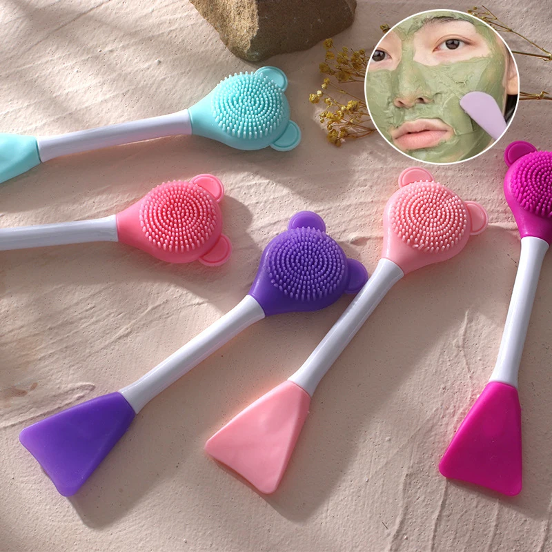 2 In1 Comedone Silicone Pulizia del viso e Maschera Spazzola Spatola Strumenti per la pulizia profonda Esfoliante Scrub Poro Cura della pelle del viso