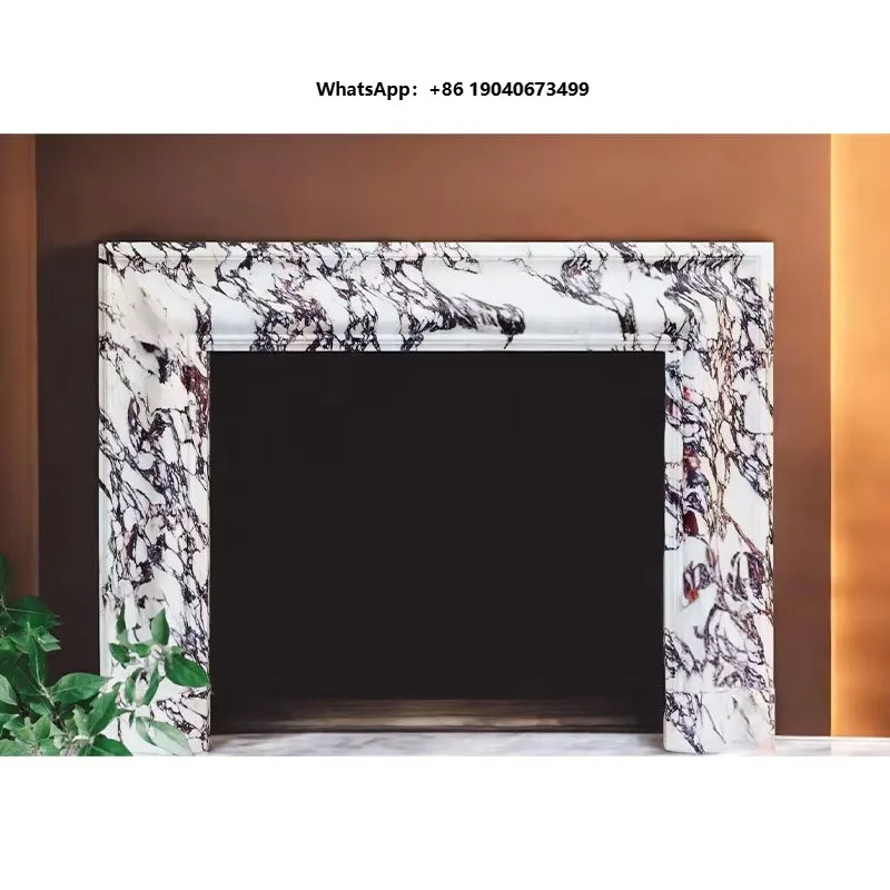 Natural Marble Fireplace Surround Hand Carved for Indoor Design     h003
