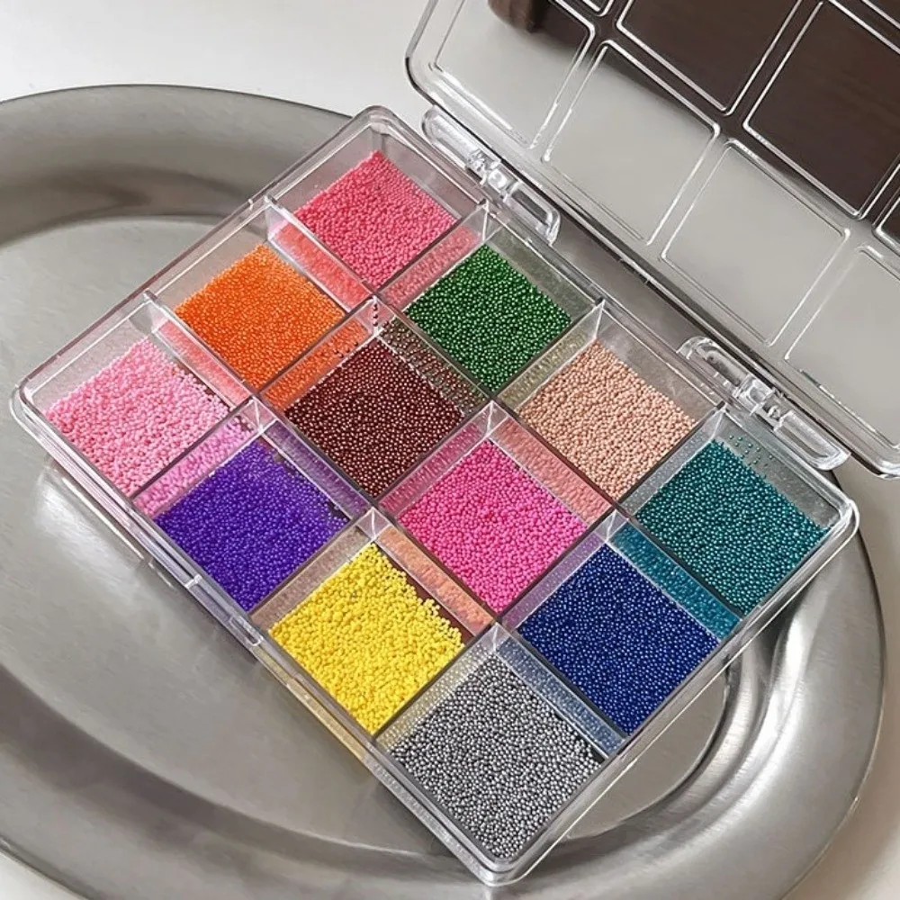 New 12 Grids/Box Nail Art Beads Kit Colorful Mini Nail Art Glitter Set DIY Dopamine Nail Charms Decorations Nail Decoration