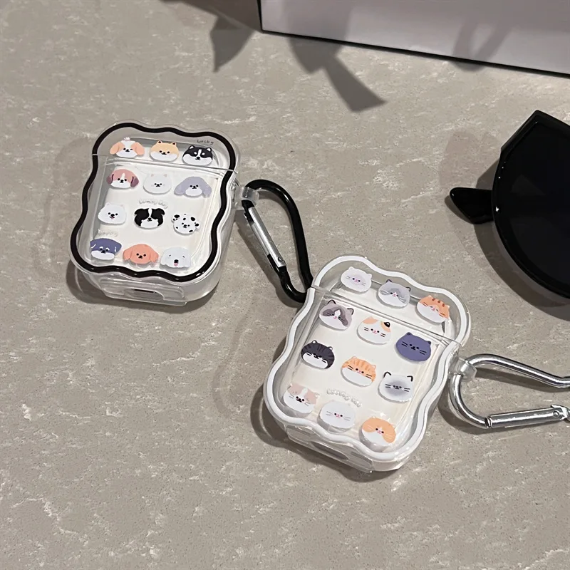 Korean Cartoon Cat Dog Earphone Case For Airpods 4 1/2 Wireless Earphone Cover Protective Case For Apple Airpods Pro 2nd 3 Bag