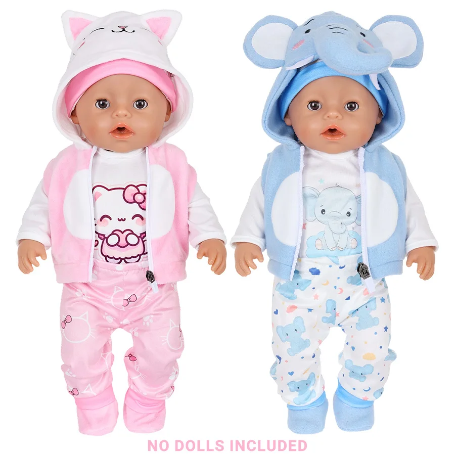 16-18 inch Doll Clothing Set Cute Animal Pattern Clothes 40-45cm Reborn Doll Clothes Set Doll Clothing Accessories Holiday Gifts