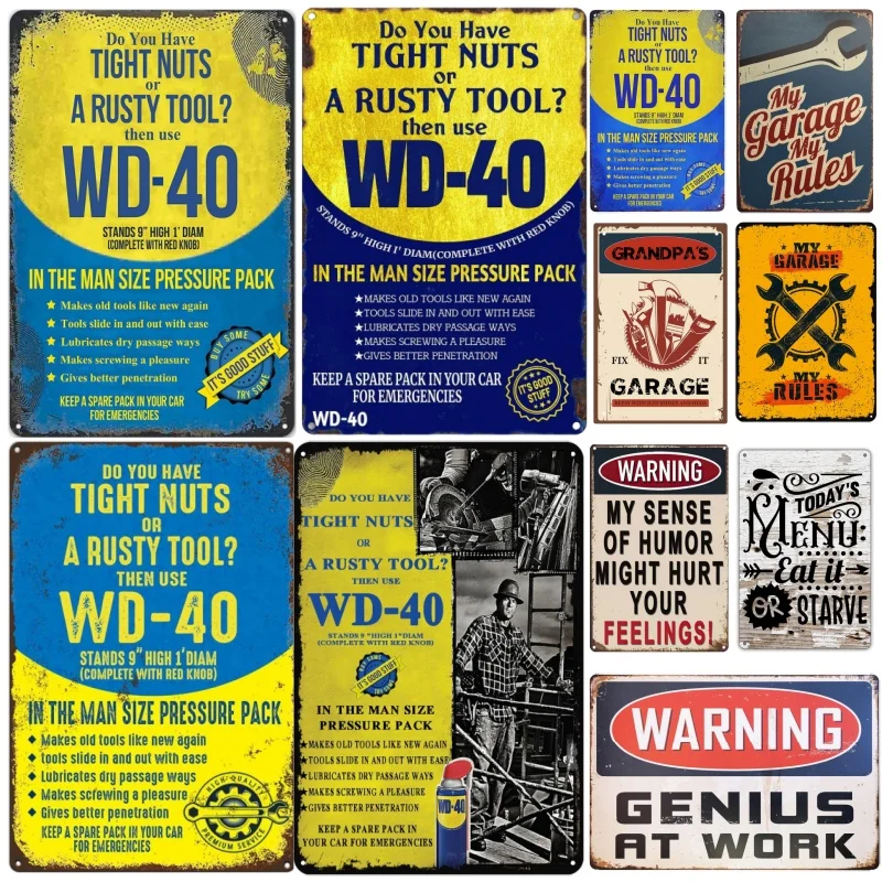 Metal Tin Poster Then Use WD 40 Retro Metal Tin Sign Plaque Poster for Bar Club Wall Decor Retro Home Vintage Wall Plate Pendant