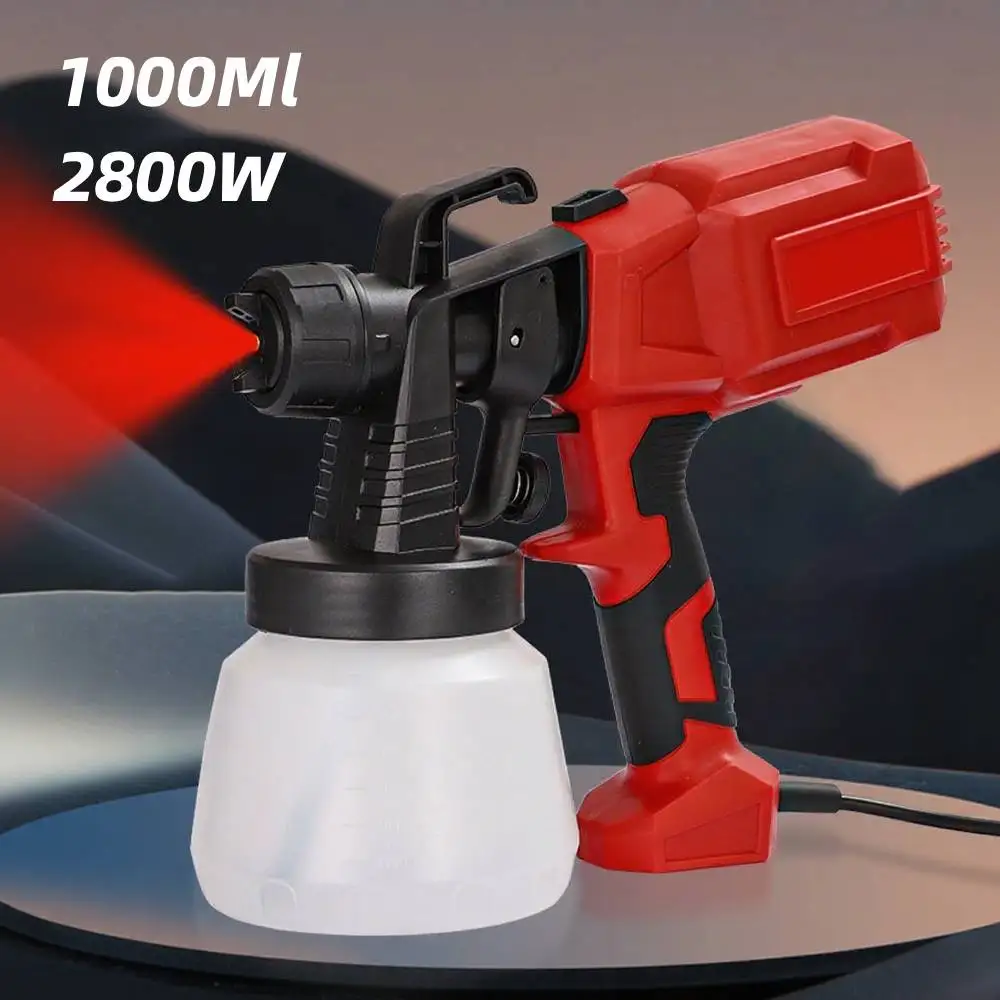 

1000ML 2800W Electric Spray Gun Household High Power Paint Sprayer 3 Spray Patterns For Auto Furniture Coating Fence AirBrush