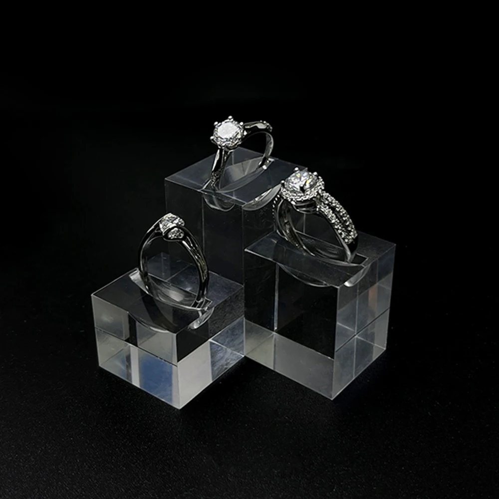 

Acrylic Display Rack for Jewelry Collection Clear Cube Block for Ring Earring Showcase Countertop Home Decor Gift