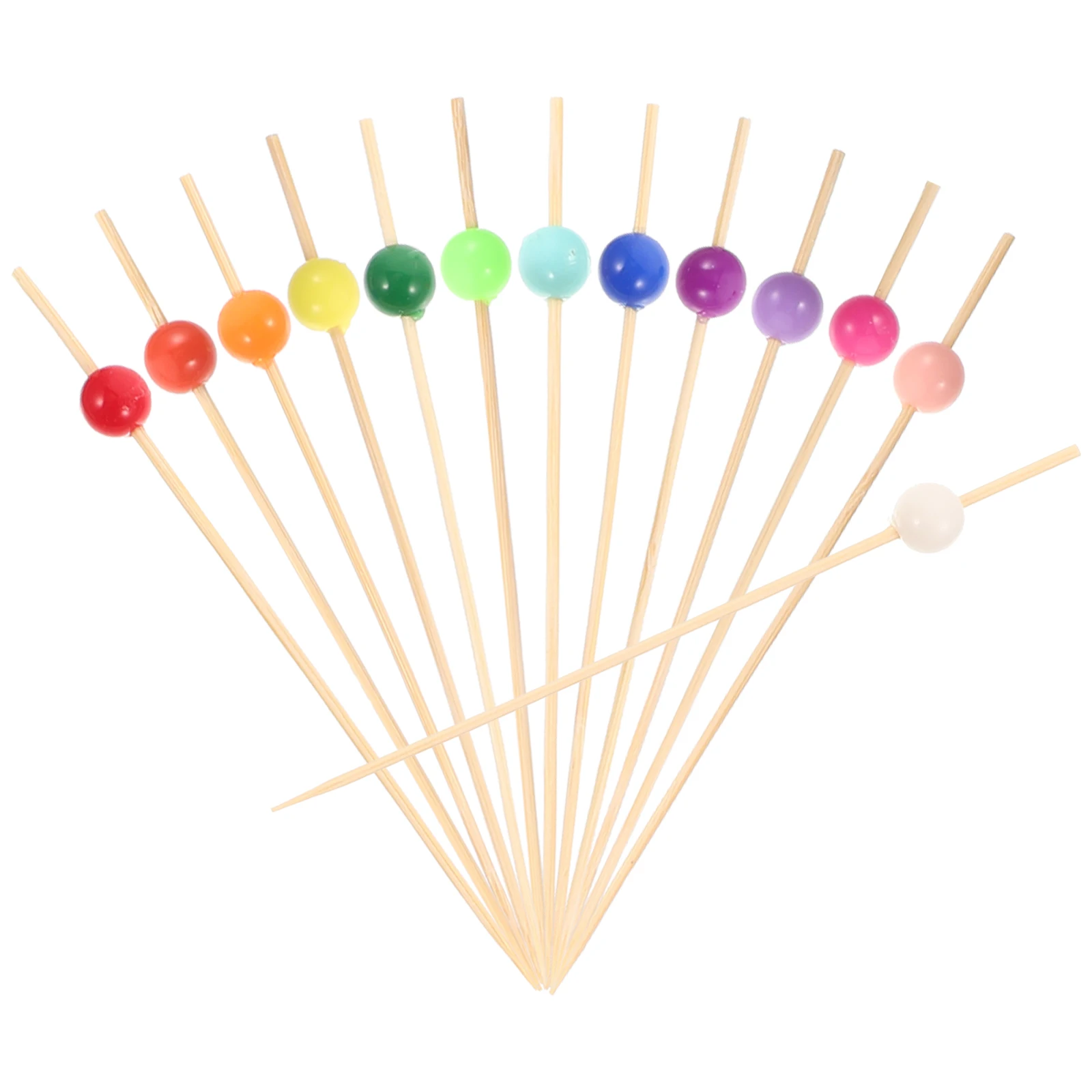 

100pcs Fruit Pick Set Bamboo Food Picks Edible Decorative Toothpicks Party Supplies Cocktail Straw Rainbow Dessert Household
