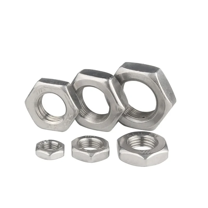 Tuerca hexagonal plana de acero inoxidable 304/316, hexagonal, fina, M3, M4, M5, M6, M8, M10, M12, M14, M16, M18, M20, M22, M24 ~ M30