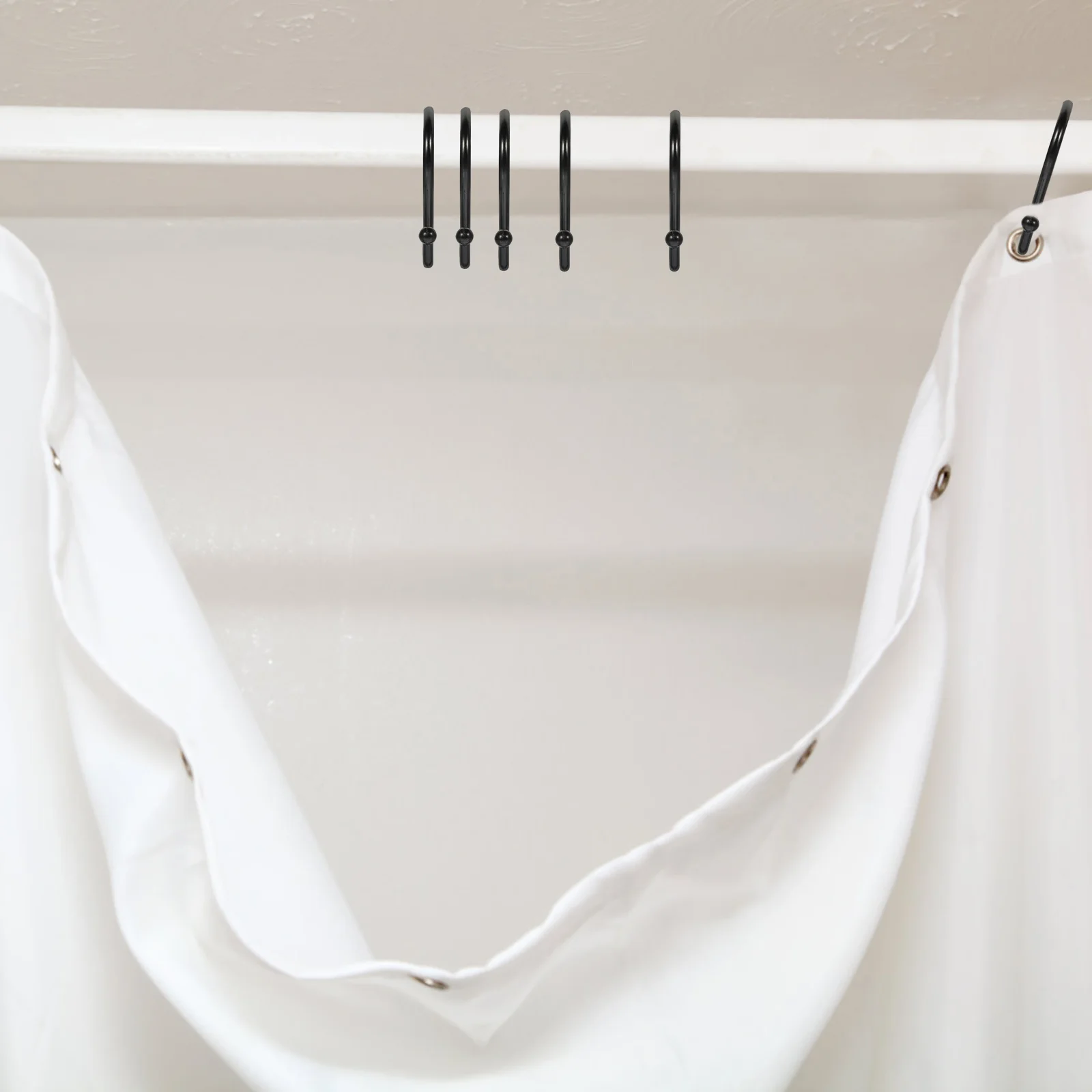 

12Pcs Metal Curtain Hooks Zinc Alloy Shower Curtain Rings Hangers Bathroom Window Drapery Shower Rod Hangers