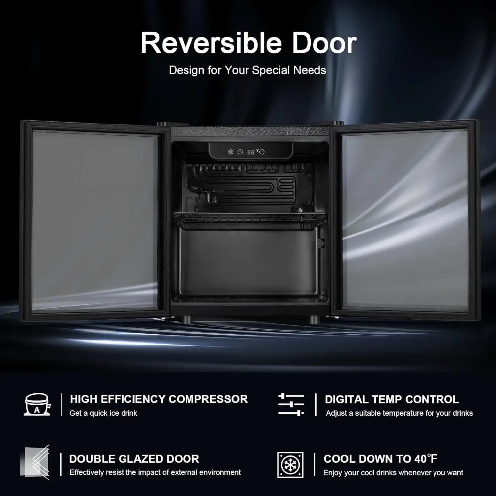 12 Bottle 48 Can Wine Cooler/Cabinet Beverage Refrigerator Mini Fridge Low Noise Clear Glass Door Counter Top