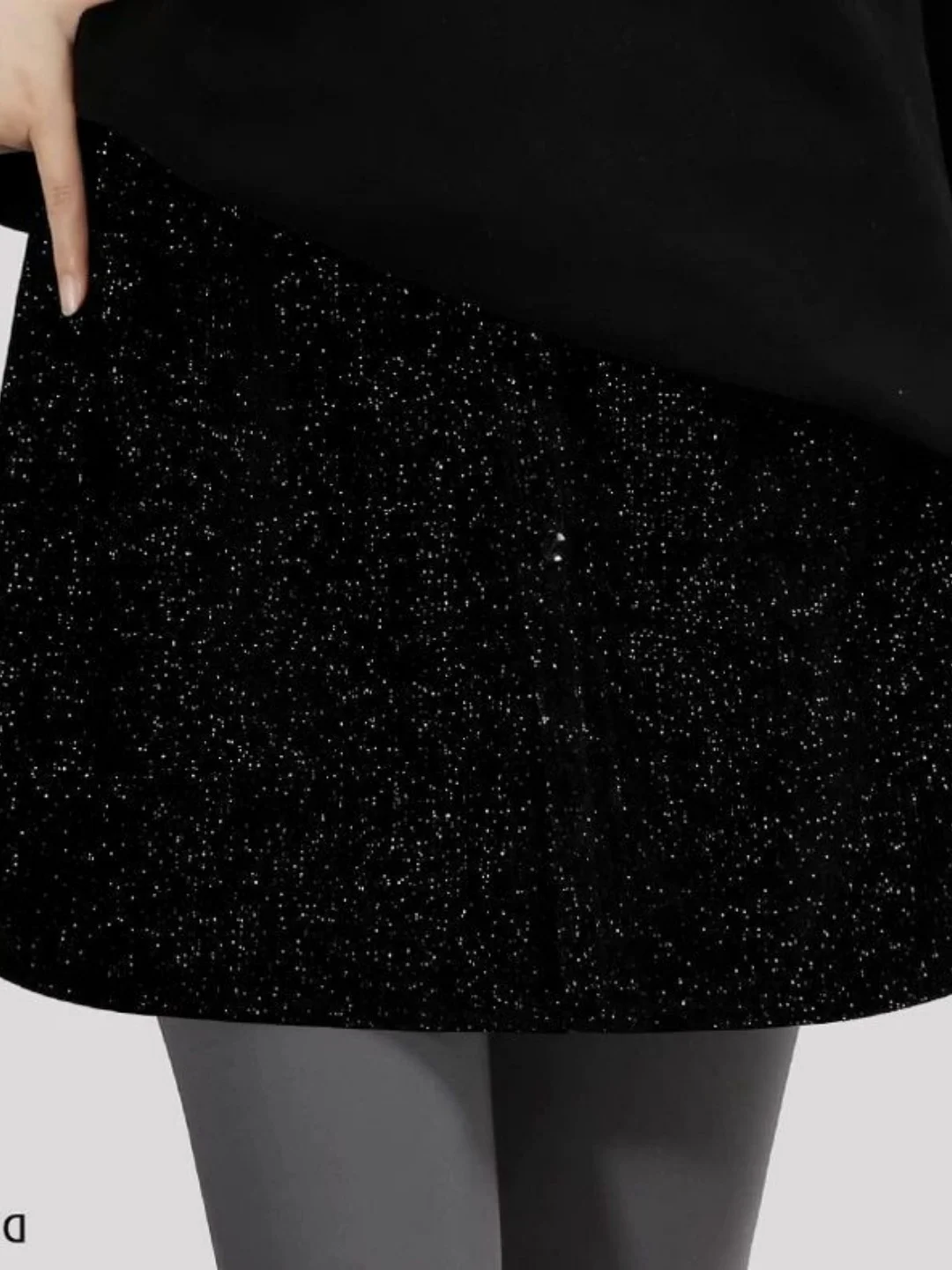 plus Size Autumn Winter New Sweatshirt Base Layer Puffy Skirt Fake Hem Inner Wear Glitter Half Skirt Women Comfortable Loose Fit