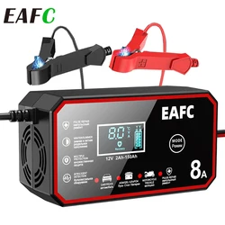 Car Battery Charger 12V 8A Car Accessories LCD Display Smart Fast Charge for Auto Motorcycle Minivan SUV Classic Cars