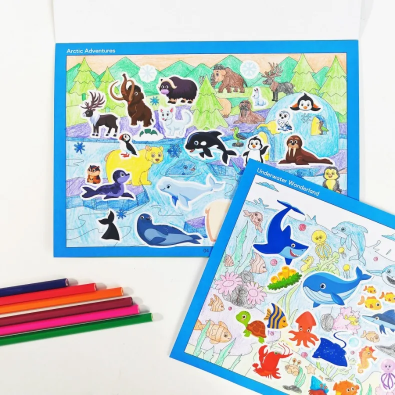 Fun Sticker Book, Search and Find Sticker Book Fun DIY Toy Book for Children Aged 3-10 Looking for Animal Parent-Child Interacti