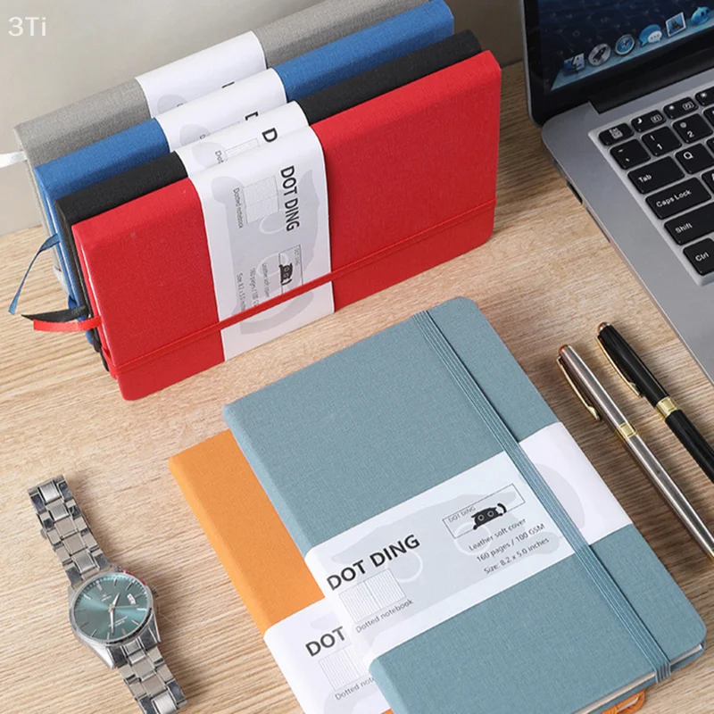 Leather Covered BUJO PlannerJournal Dots Grid Pages A5 Size 80 Sheets 100 GSM Ivory White Paper Notebook Dotted