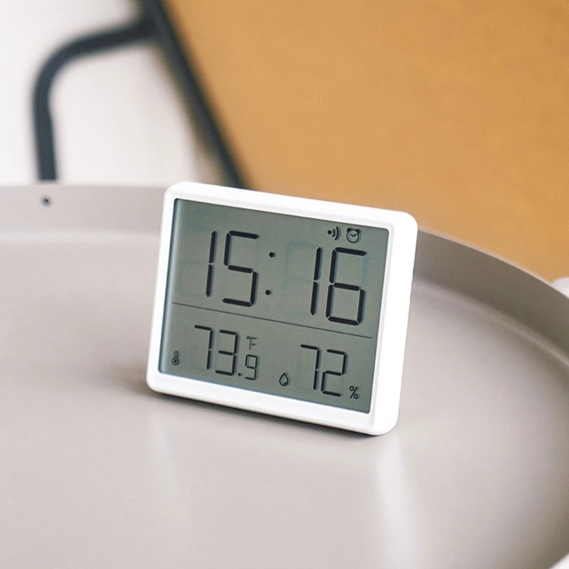 Digital Wall Clock Battery Operated, with Date, Temperature Humidity Sensing