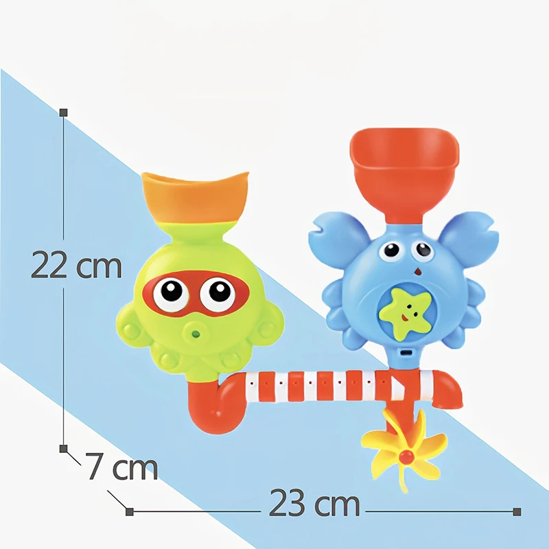 Baby Bath Toy Wall Sunction Waterwheel Track Spray Water Games Bathroom Crab Bath Shower Toy for Boys Girls Christmas Gifts