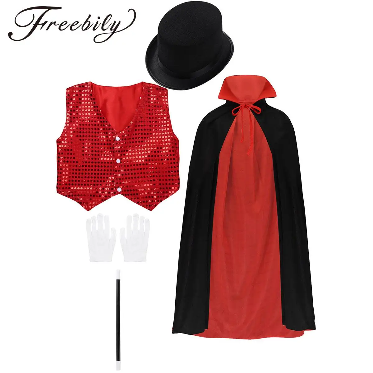 Meninos meninas halloween mágico cosplay traje capa colete chapéu varinha mágica luvas conjunto para carnaval coro jazz dança desempenho