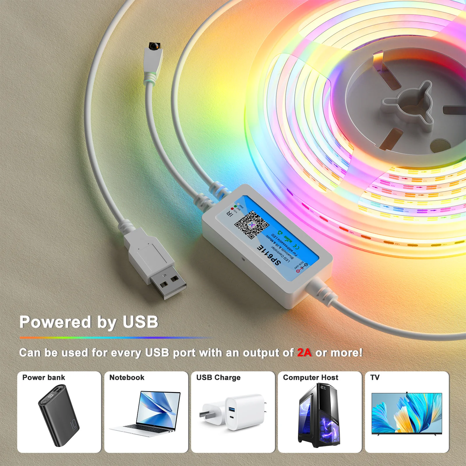 Imagem -02 - Pautix-rgb Led Strip Light Pixel Addressable Tape Bluetooth App Control Alta Densidade dc 5v Usb 180 Leds por m 12 mm