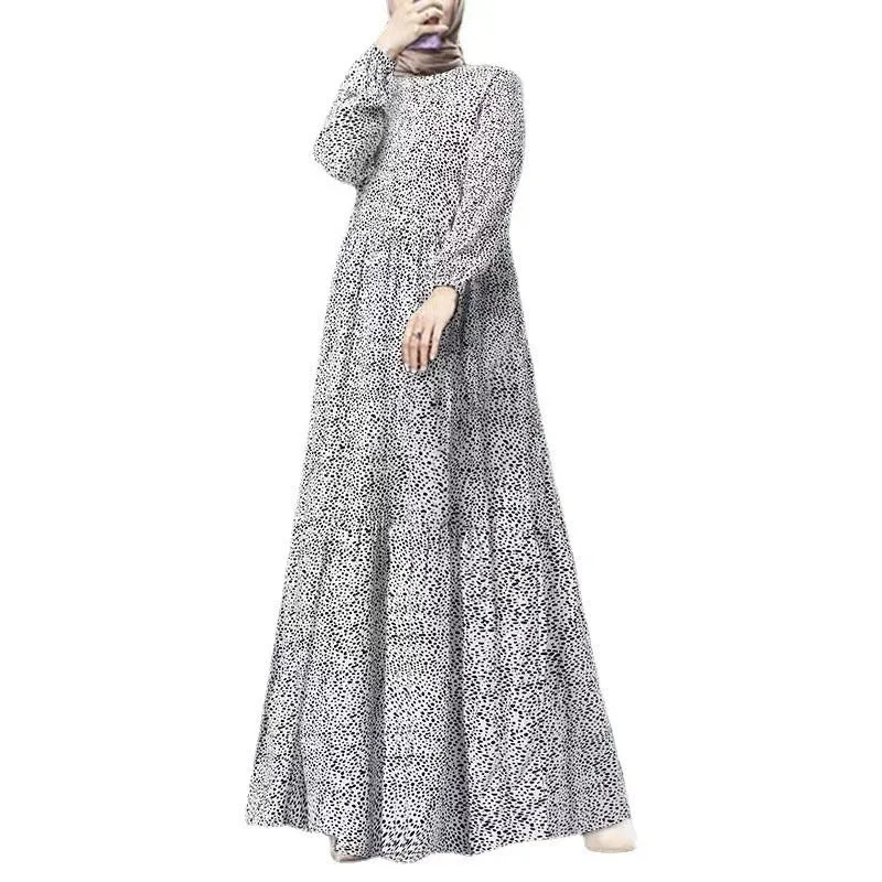 Abito da donna a maniche lunghe a pois - Abito maxi fluido Boho Chic, abbigliamento da festa casual elegante, tunica comoda taglie forti