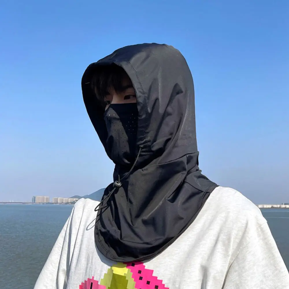 Breathable Ice Silk Face Mask Men Sun UV Protection Shield Full Face Neck Cover Outdoor Cycling Driving Balaclava Hat