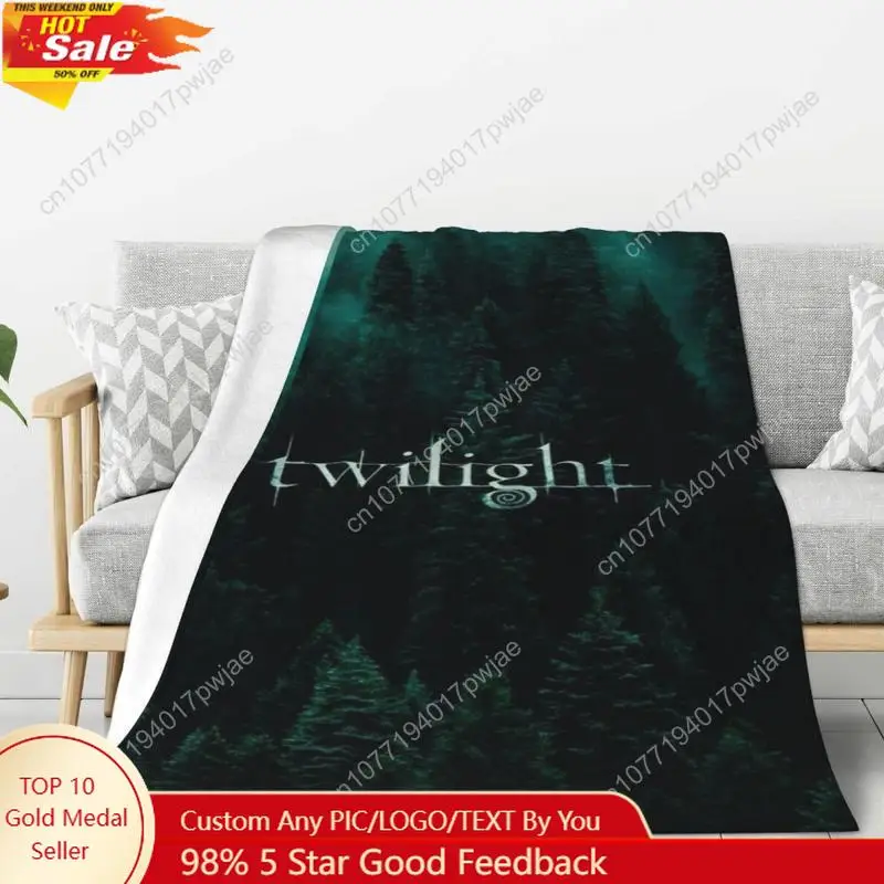 Twilight Anime-Inspired Flannel Throw Blanket Cozy All-Season Stain-Resistant Polyester Non-Woven Machine Custom blankets