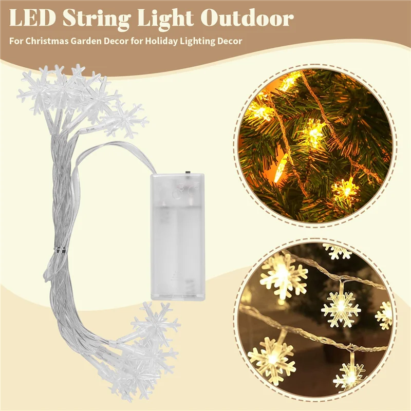 LICE-LED floco de neve luz da corda ao ar livre para o jardim de natal decoração para iluminação do feriado decoração do casamento luz 1.5m 10 lâmpada du