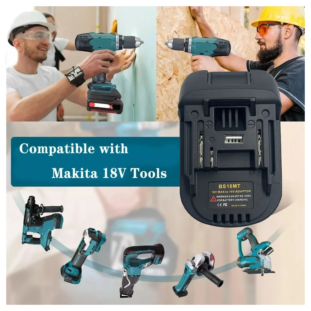 Akku-Adapter-Konverter für Bosch 18 V, umgewandelt in für Makita 18 V Li-Ionen-Akku BL1830 BL1850 BS18MT-Adapter mit USB-Anschluss – Detail 6