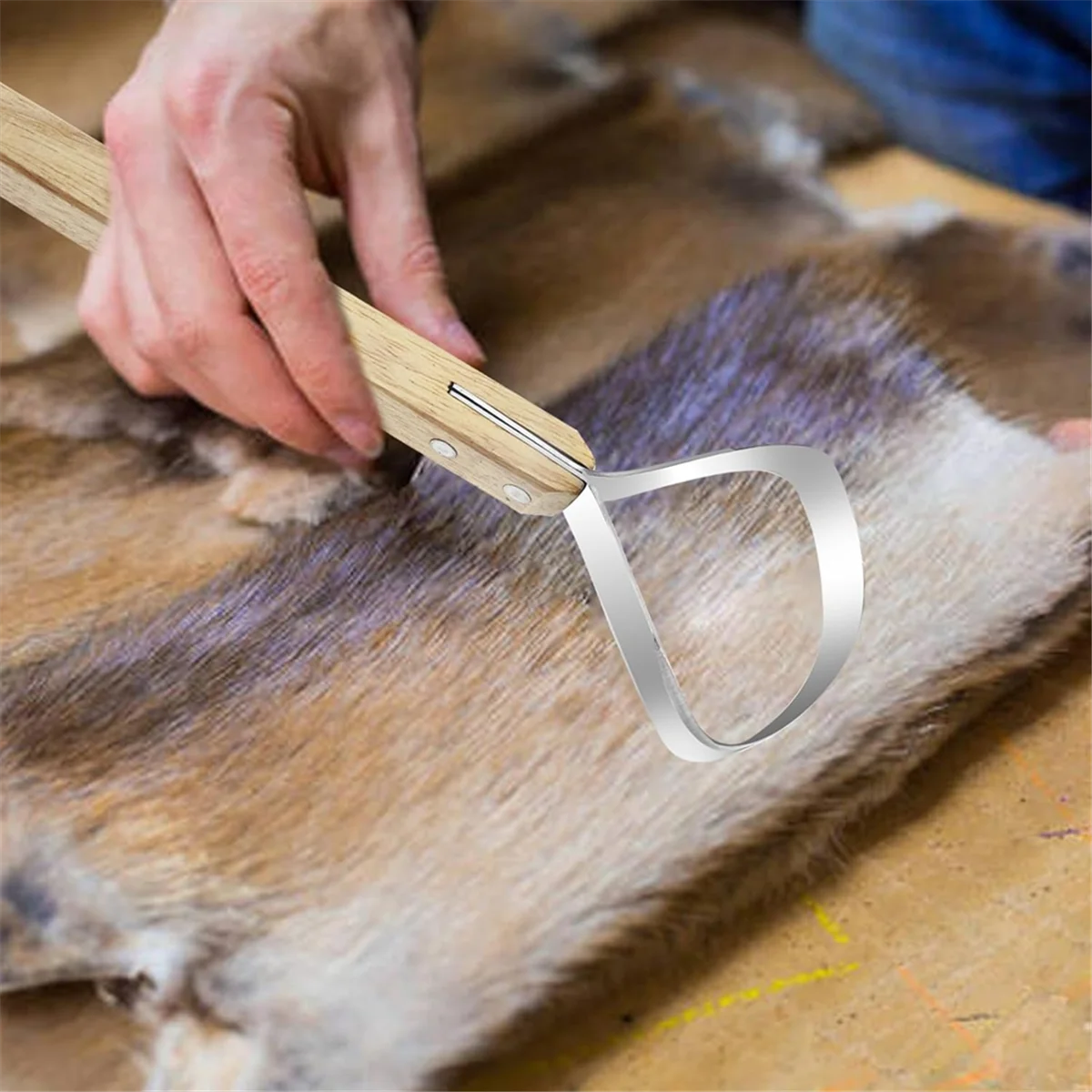 JDLQ Hide Scraper Fleshing Tool for Hides Scraper Flesher Tanning for Supplies Leather Making Tools Fur Handling