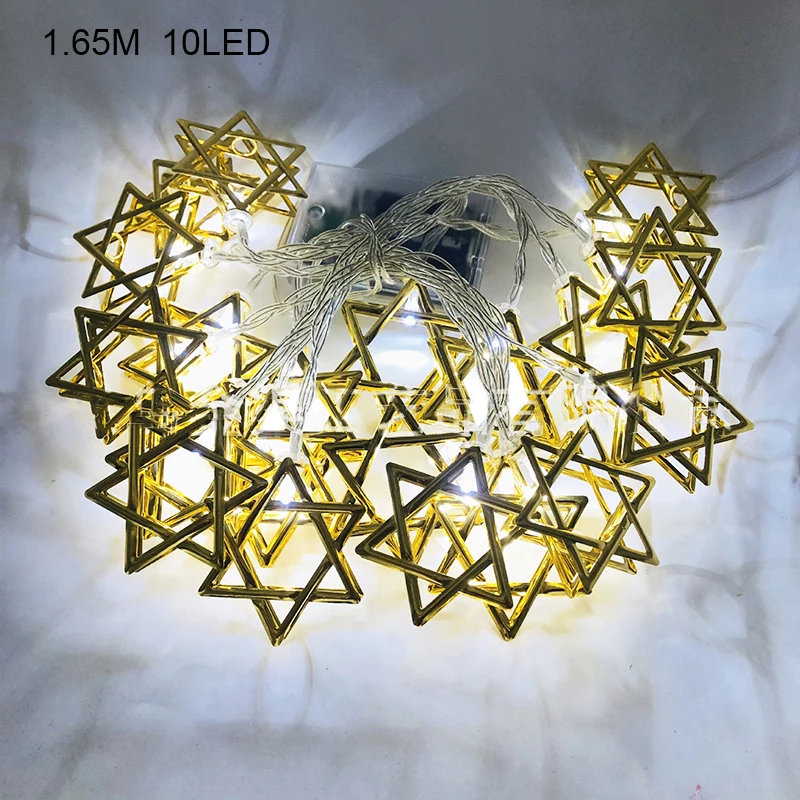 1.65m 10LEDs Judaism Mogen David Star Lights String Hanukkah Shavuot Jewish the Feast of the Dedication Menorah Party Supplies