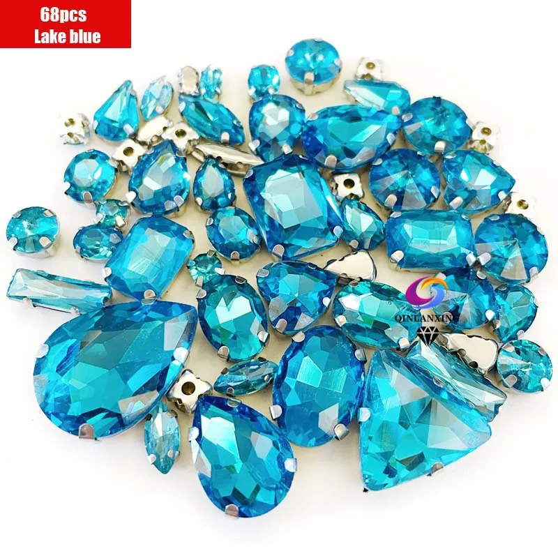 68Pcs Mix Kristall Splitter Klaue Einstellung Strass Nähen Kleiden Für Handarbeit Stein DIY Nähen Auf Hochzeit Kleid Schuhe Taschen – Detail 6