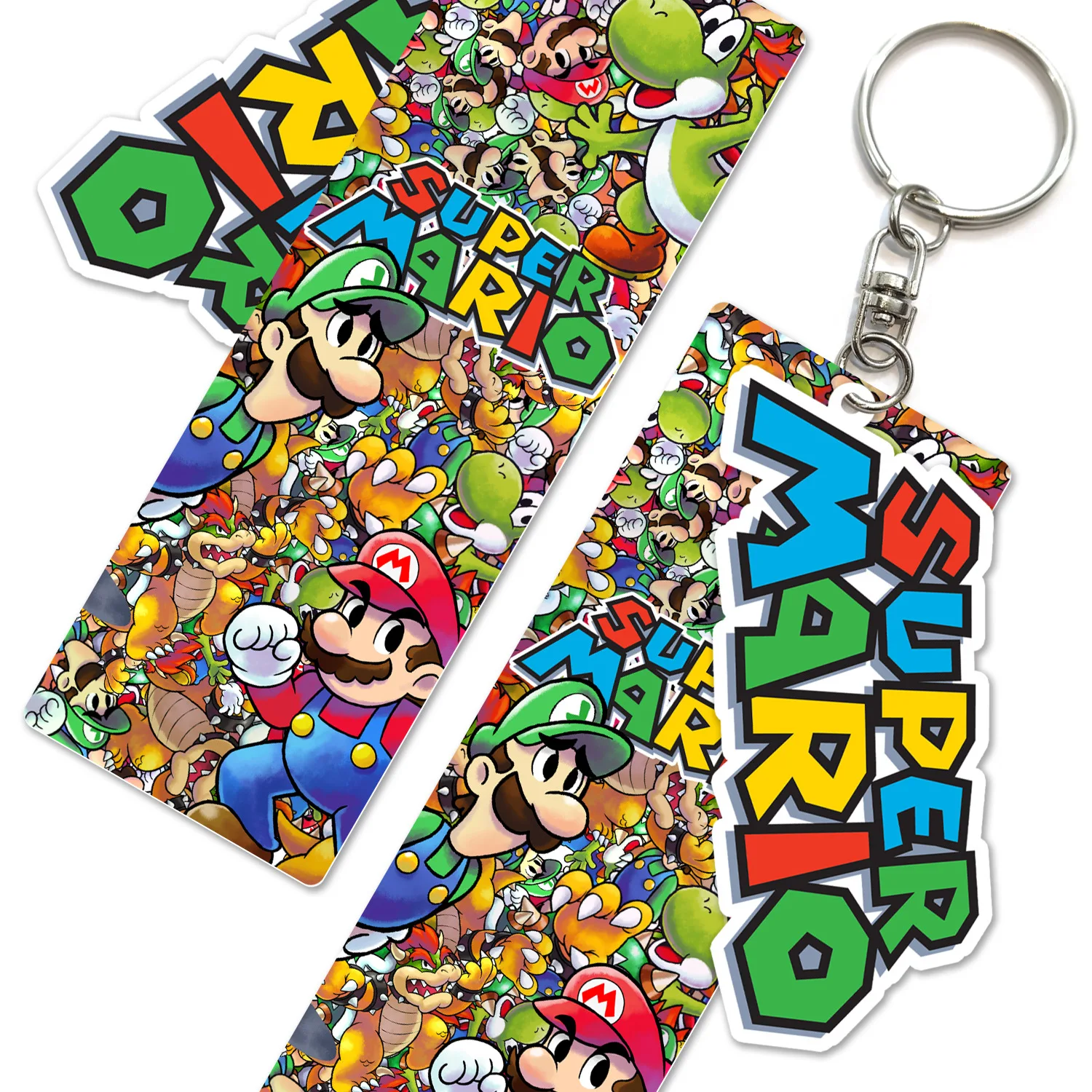 Super Mario Key Chain Mario Anime Printed Wristband USB Flash Drive Buckle Detachable Pendant Student Backpack Pendant Keychain