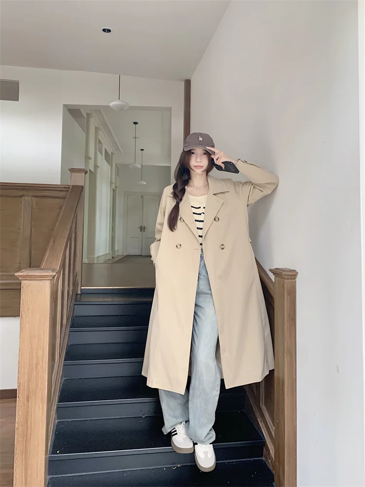 2024 New Real Shot plus size Coat Coat Women\'s Mid-length Spring and Autumn British Style Explosions Fashion Elegant Coat