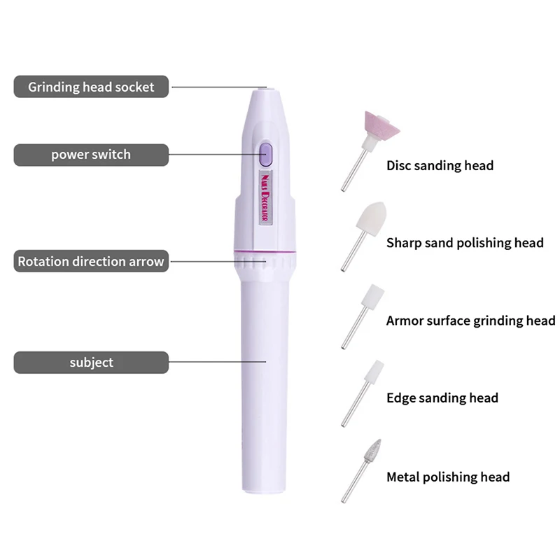 Nail Polisher for Removing Dead Skin Nail Remover Nail Polish Machine Mini Portable Pen Battery Electric Polisher