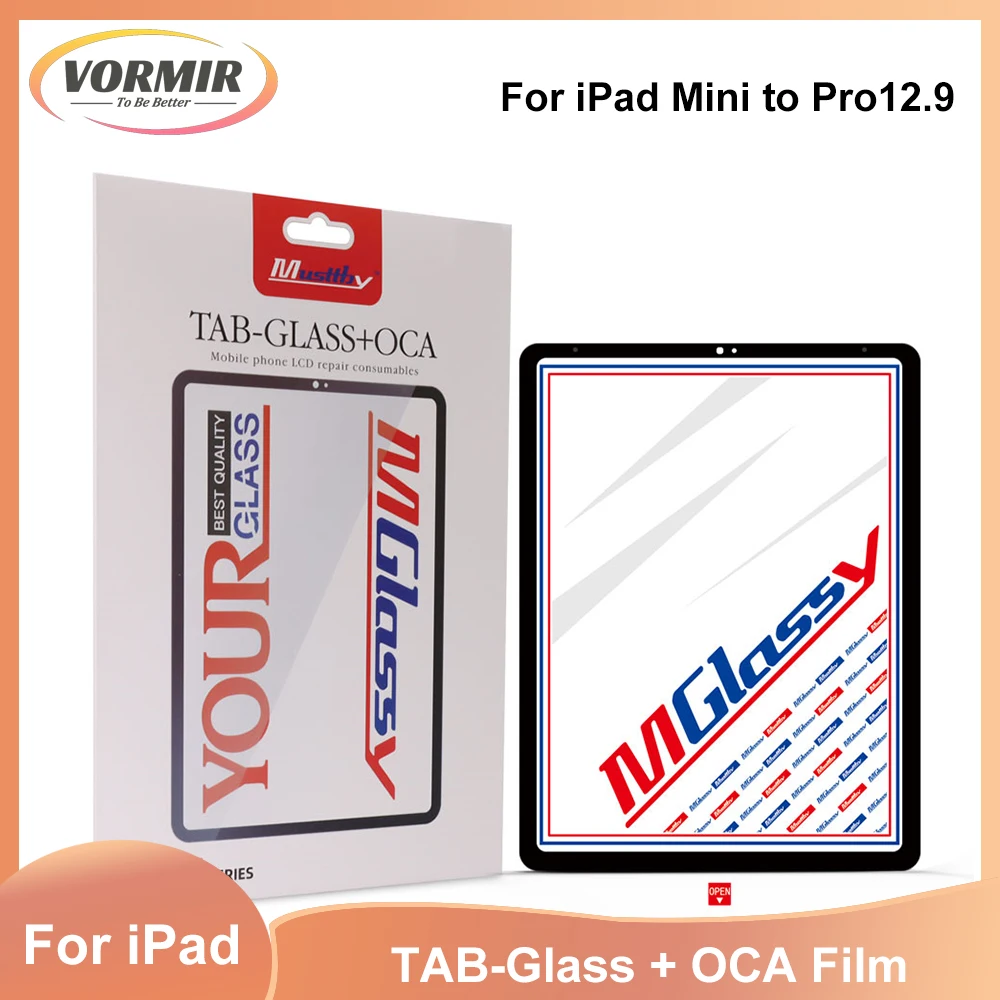 Musttby 5pcs OEM Outer Lens Glass With OCA Film Replacement for iPad mini 5 6 Air 4 5 Pro 9.7 11 Touch Screen Front Panel Repair