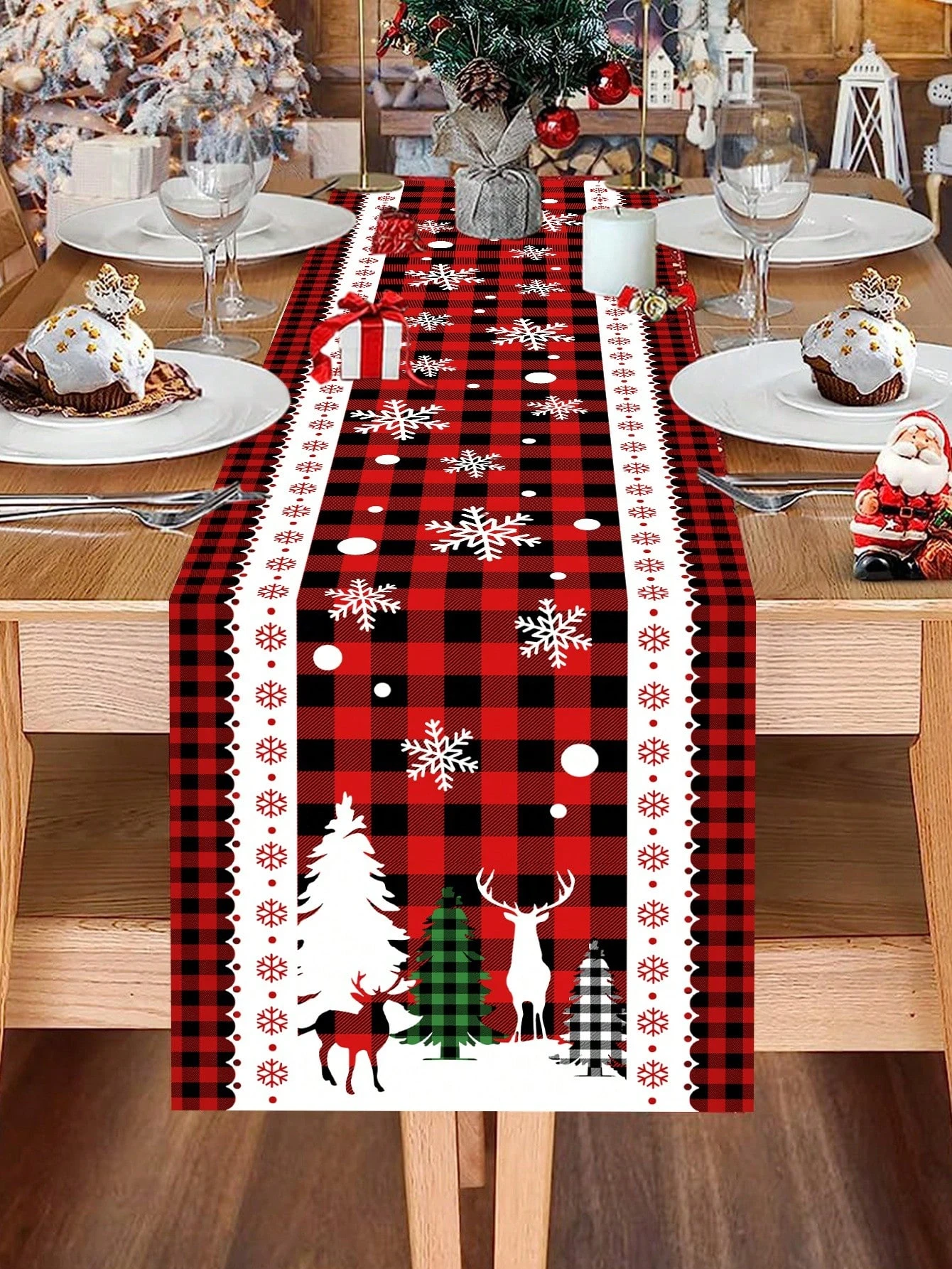 JIT 1 Christmas Themed Plaid Table Runner Red Black White Pattern Ideal For Holiday Party Table Decoration High Quality Crafted