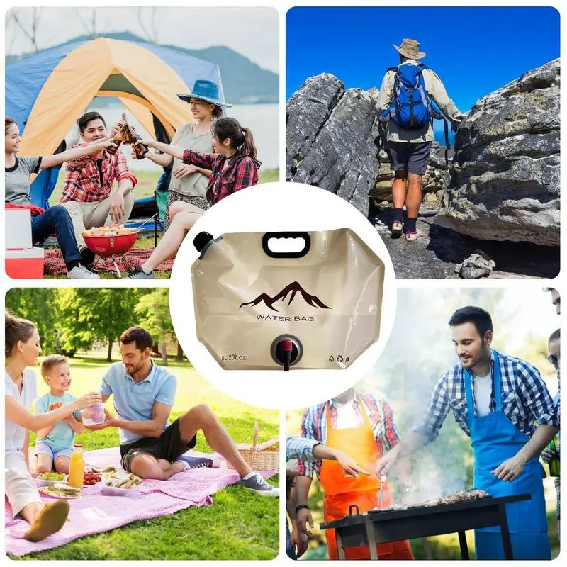 Camping Water Container Portable Water Storage Jug Portable Drink Storage Carrier Tank 8L Water Storage Bag With Faucet For