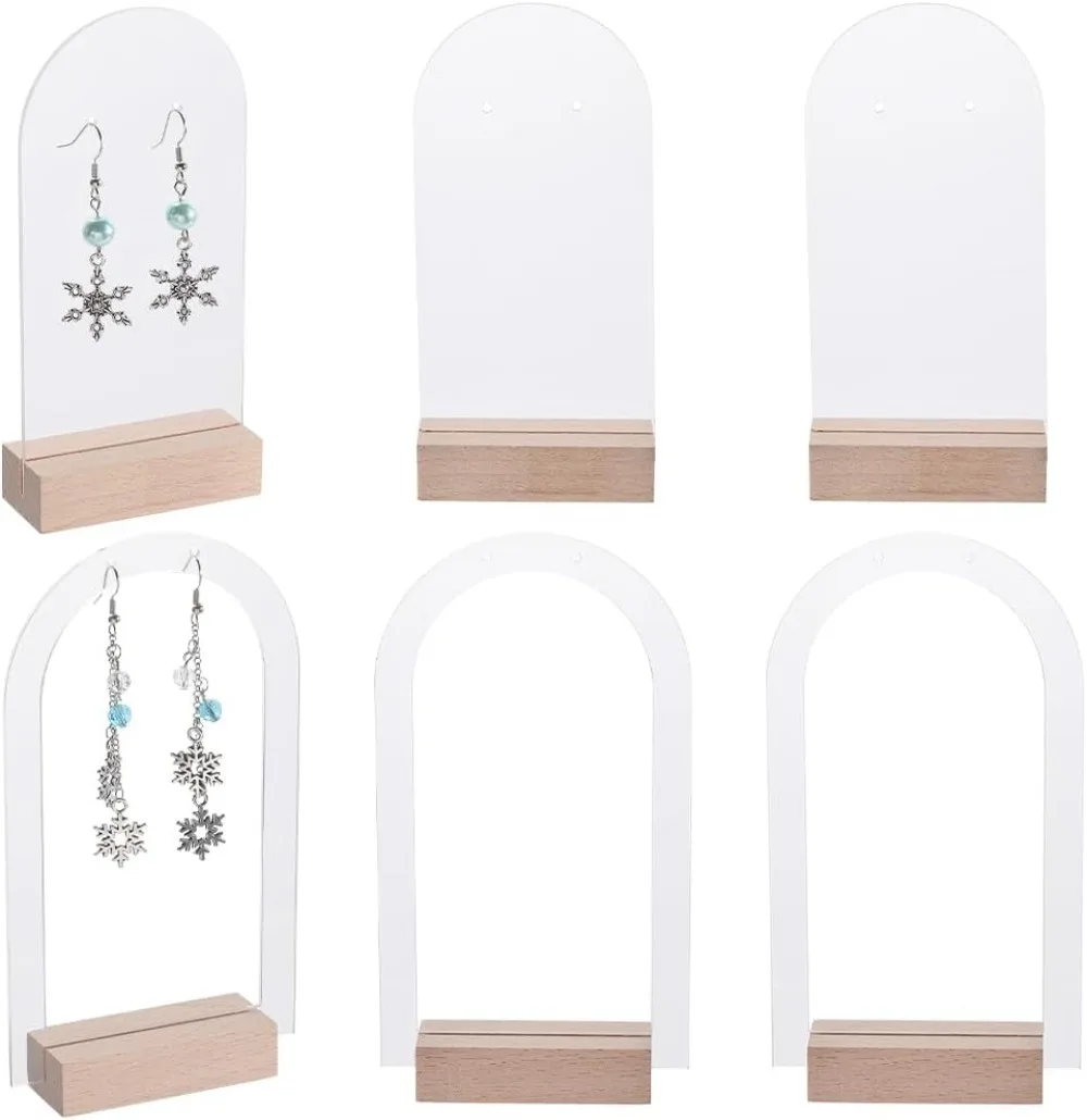 6 مجموعات من حامل القرط الأكريليك حامل القرط الأكريليك حامل عرض القرط الأكريليك حامل مجوهرات حامل الأكريليك حلق شفاف مجوف