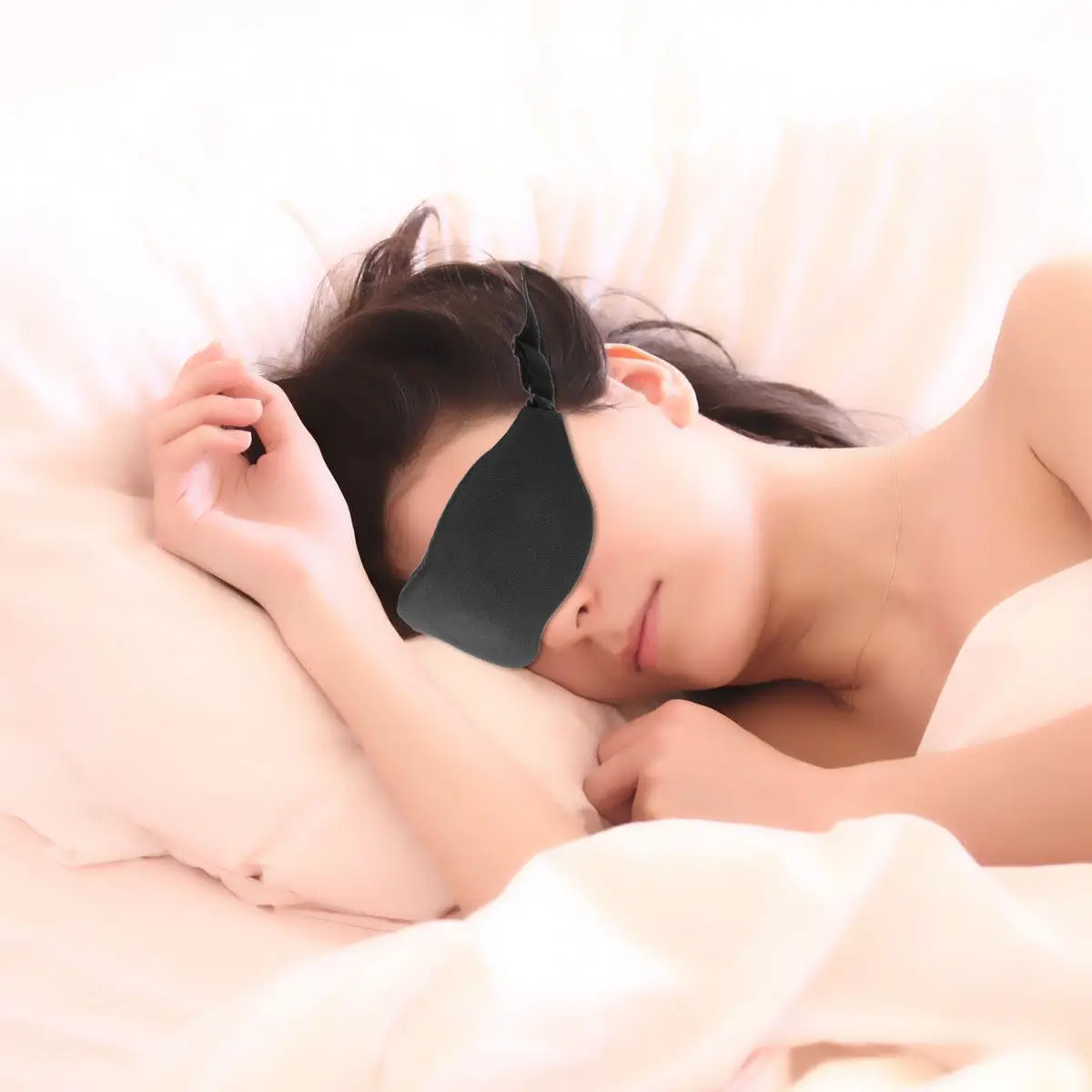 

3D Eyeshade Sleep Black-Out Stereoscopic Sponge Comfortable Skin Touch Adjustable Fit All Head Sizes Improve Sleep Quality