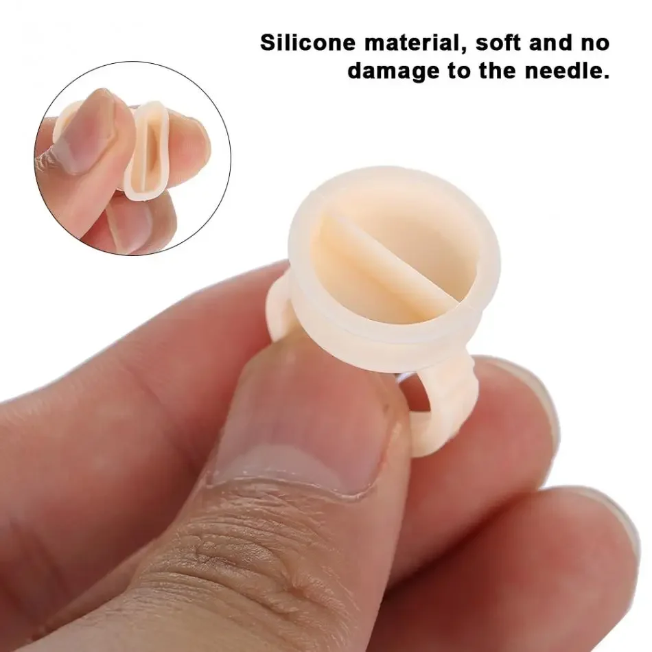 100Pcs Eyebrow Tattoo Ring Cup Microblading Pigment Glue Holder Divider Tattoo Ink Pigment Holder Cup Permanent Makeup Supplies