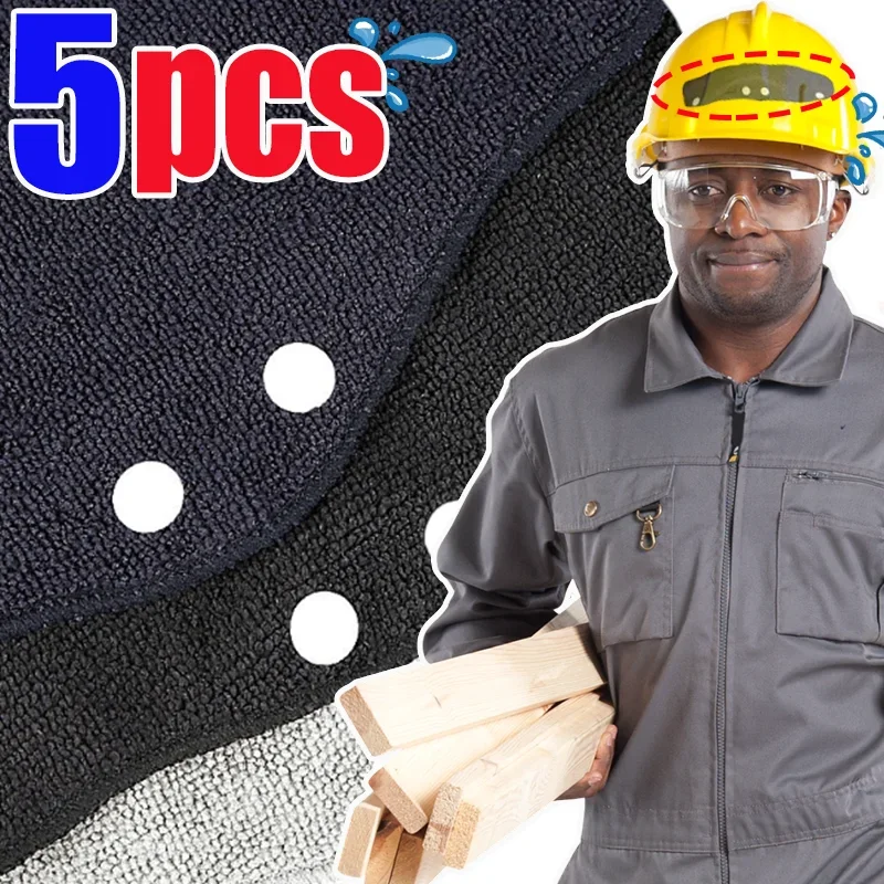 Sweat Band Safety Helmet Sweat Pad Outdoor Work Super Absorbent Secure Buckle Clip Non-Slip for Construction Gym Cycling Sport
