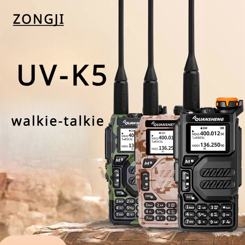 Quansheng UV-K5 Walkie Talkie 5W 50-600MHz Radio UHF VHF NOAA Scrambler /DTMF Wireless Frequency Copy UV-K58 UV-K6 Two Way Radio