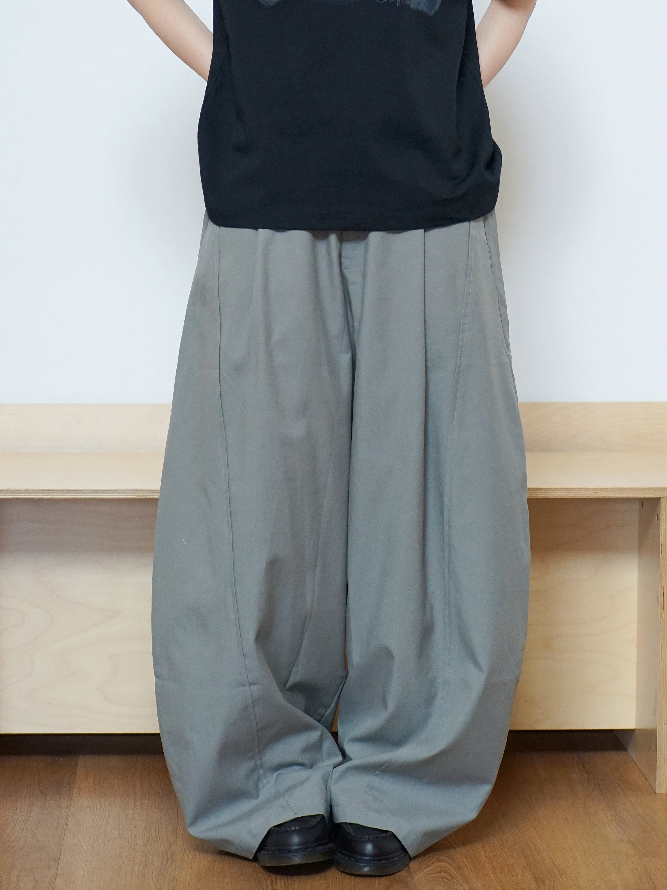 

Cleanfit Loose Wide Leg Pants Unisex Retro American Style Grey Bow Knife High Waist Rylee Fiber Commuter Spring Season